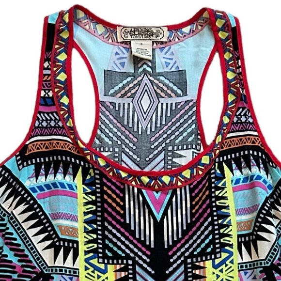 Flying Tomato Boho Print High Low Racerback Tank Top Size Small - Picture 2 of 12
